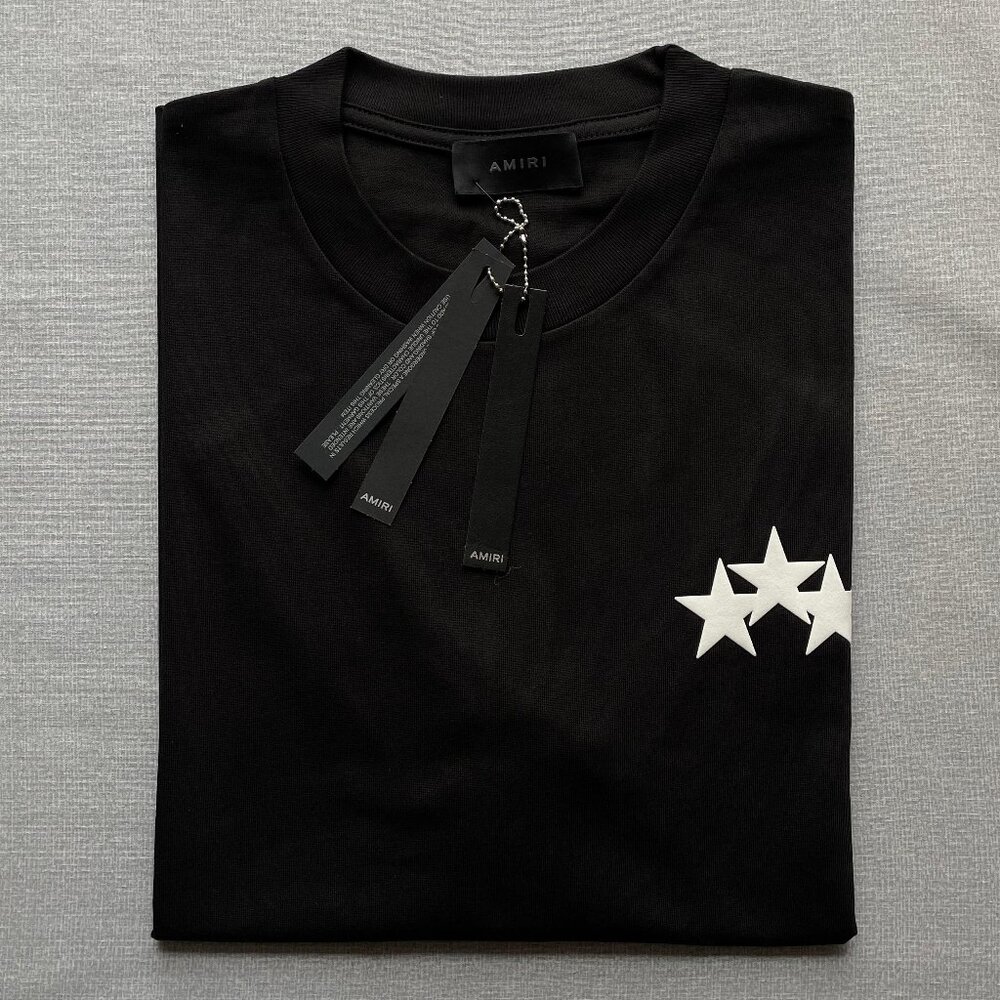 Amiri Men's New Casual Black Cotton T-shirt Size:Large